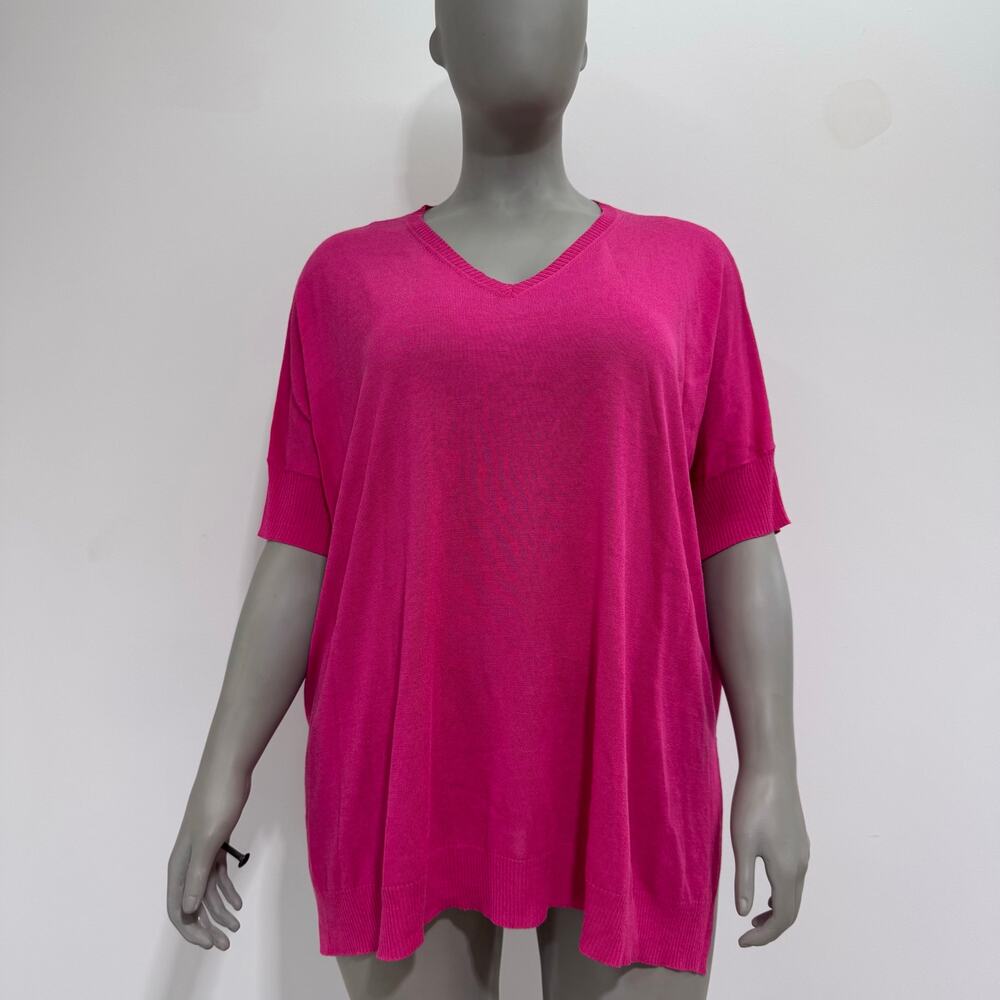 NWT Marina Rinaldi Cotton Blend Sweater Shirt Fuchsia Pink Magenta US 20-22 Plus